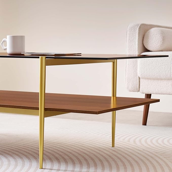 Extra Large Rectangle Glass Coffee Table, Mid-Century Modern Design - Image 6