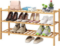 3-Tier Long Shoe Rack, Bamboo Wood Shoe Rack by VIEWCARE