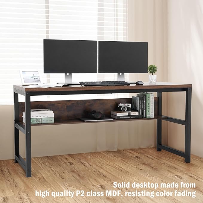 TOPSKY Computer Desk with Bookshelf/Metal Hole Cable Cover 1.18" Thick Desk - Image 3