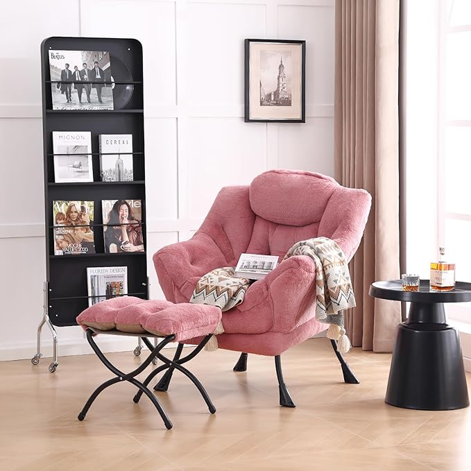 LITA Lazy Chair with Ottoman, Modern Accent Leisure Upholstered Sofa Chair - Image 2