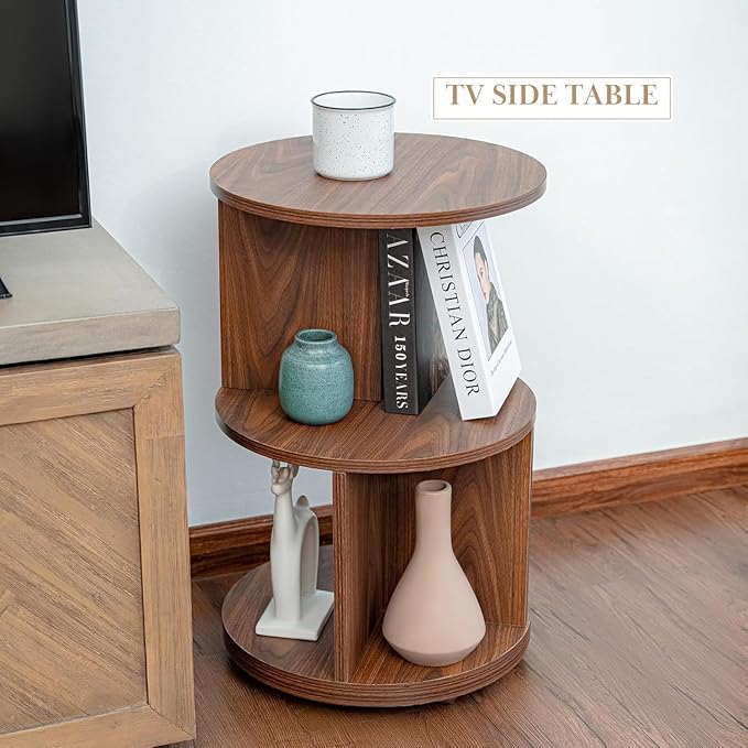 KAYMILY Living Room Side Table, Office Round Rotating End Table, Bedroom Mid - Image 7