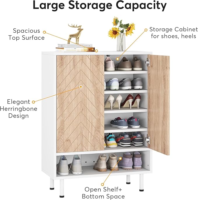 Tribesigns Shoe Cabinet, 18 Pair Rack Organizer Cabinet - Image 8