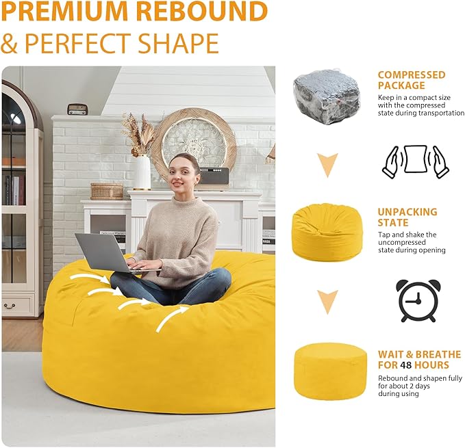 3FT Bean Bag Chair, Comfy Bean Bag Chairs - Image 6