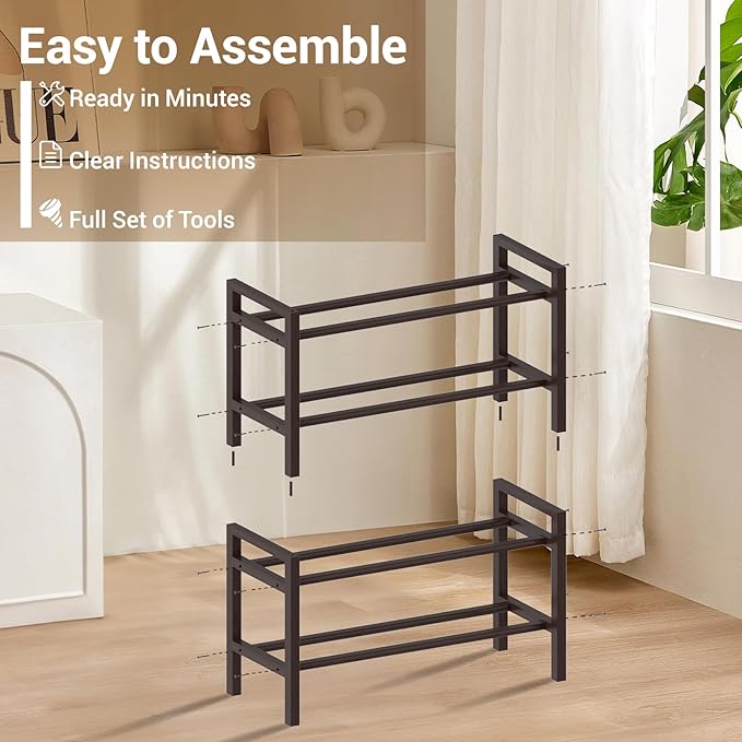 Haddockway Bamboo Shoe Rack for Closet, Free Standing Shoe Organizer - Image 4