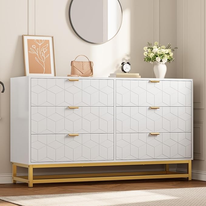 Dresser for Bedroom, 53.5" Large Dresser Organizer, 6 Drawer by GAOMON
