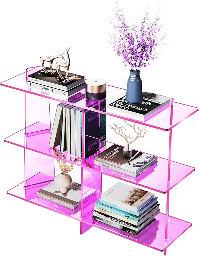 Acrylic Bookshelf, Small 3 Tier Open Bookcase by AcrylicFurnitureHomeDecor