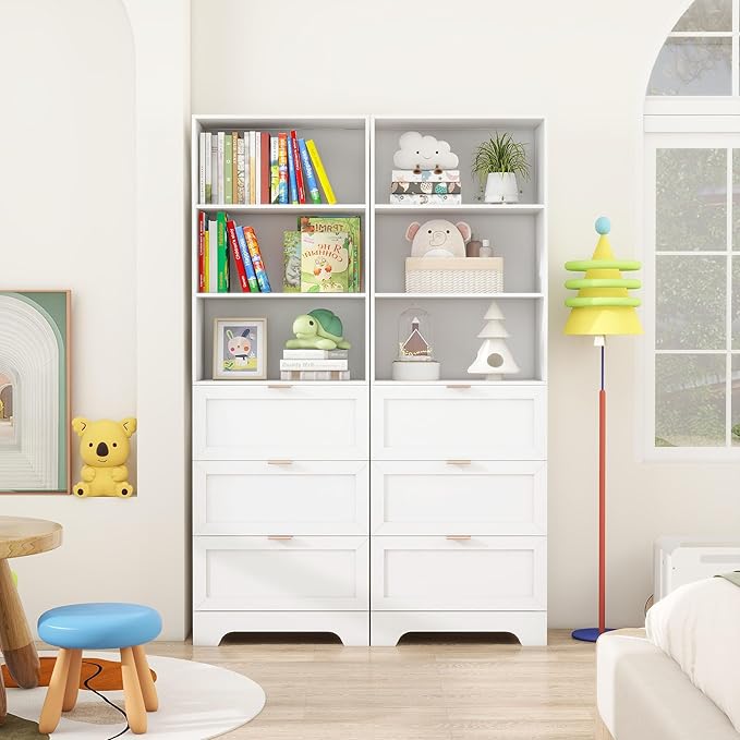71" Tall Modern White Bookshelf - Image 8