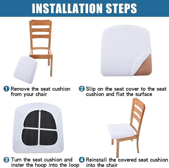 Smiry Velvet Seat Covers for Dining Room Chair Set of 2, Stretch Fit Removable - Image 7