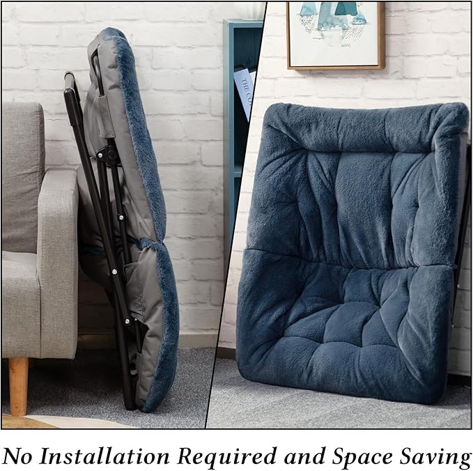 HollyHOME X-Large Saucer Chair, Comfy Oversized Folding Chair, Faux-Fur Reading - Image 7