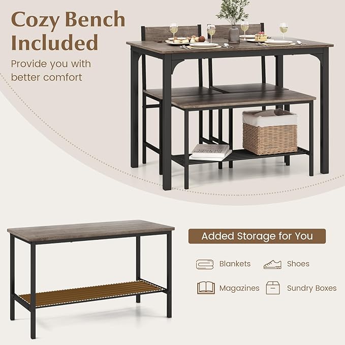 Tangkula Dining Table Set for 4, Kitchen Table and 2 Chairs for 4 - Image 4