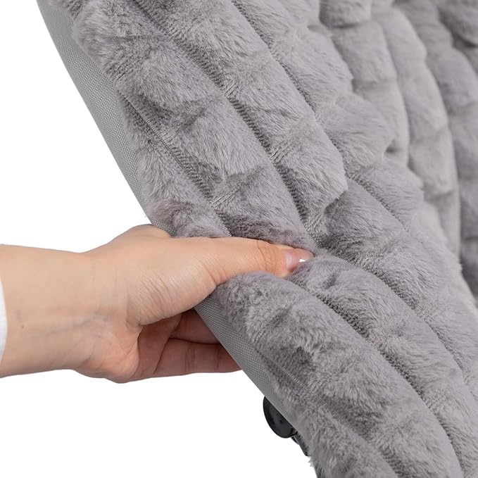 HollyHOME X-Large Saucer Chair, Comfy Oversized Folding Chair, Faux-Fur Reading - Image 9
