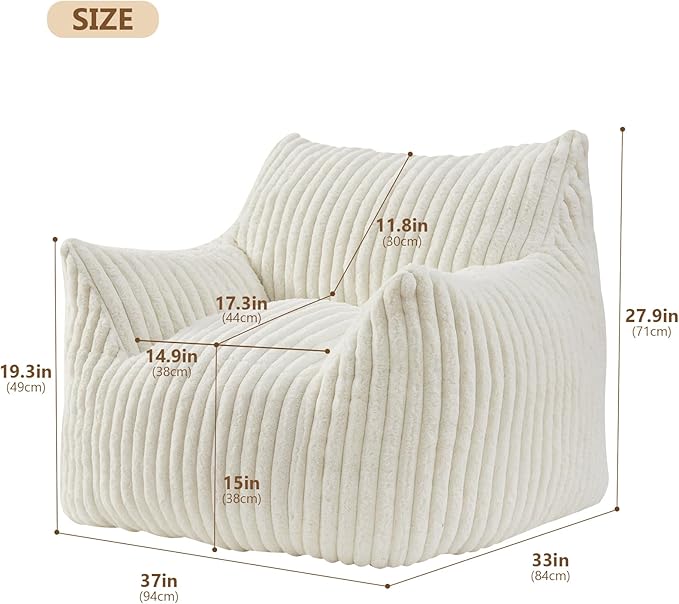 Giant Bean Bag Chairs for Adults Teens, Large Bean Bag Sofa Chairs - Image 2
