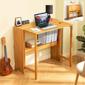 31.5" Bamboo Folding Desk, Space-Saving Computer Desk by Usofhaus
