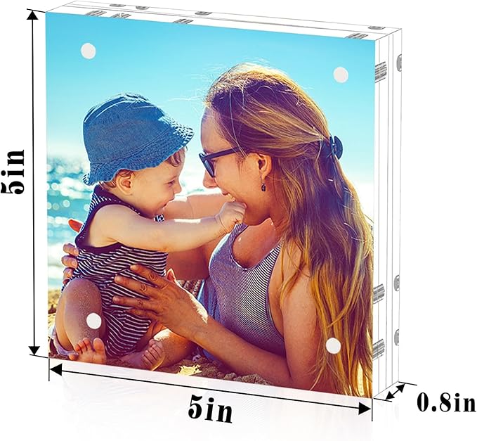 HELPLEX 5 Pack 5x5 Acrylic Picture Frames, 20mm Thicker Frameless Clear Frame - Image 2