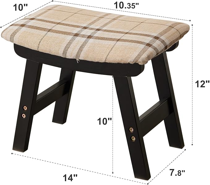 Foot Stool, Bamboo Small Sofa Foot Rest Under Desk, Extra Seating - Image 2