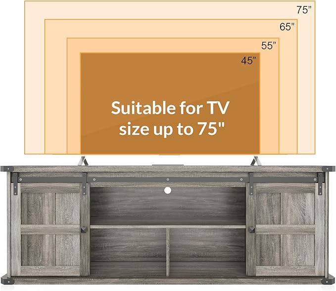 GAOMON 70" Farmhouse TV Stand for 80/75/70 Inch TVs, Entertainment Center - Image 4