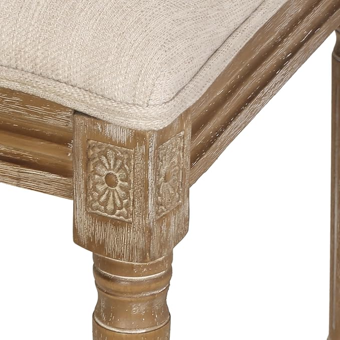 Merax Upholstered Solid Wood Dining Chairs Set of 2, French Country Style - Image 6