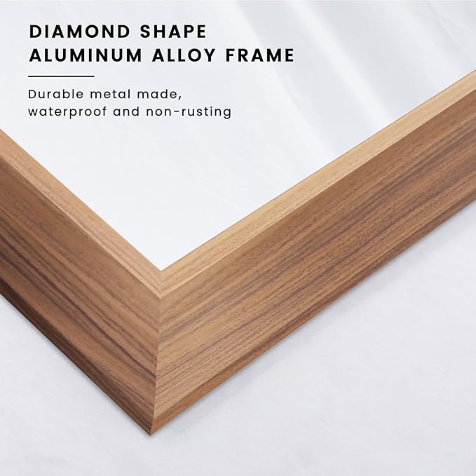 Amorho Bathroom Mirror, 20X30 Inch Wall Mirror, Walnut Wood Grain Metal Framed - Image 2