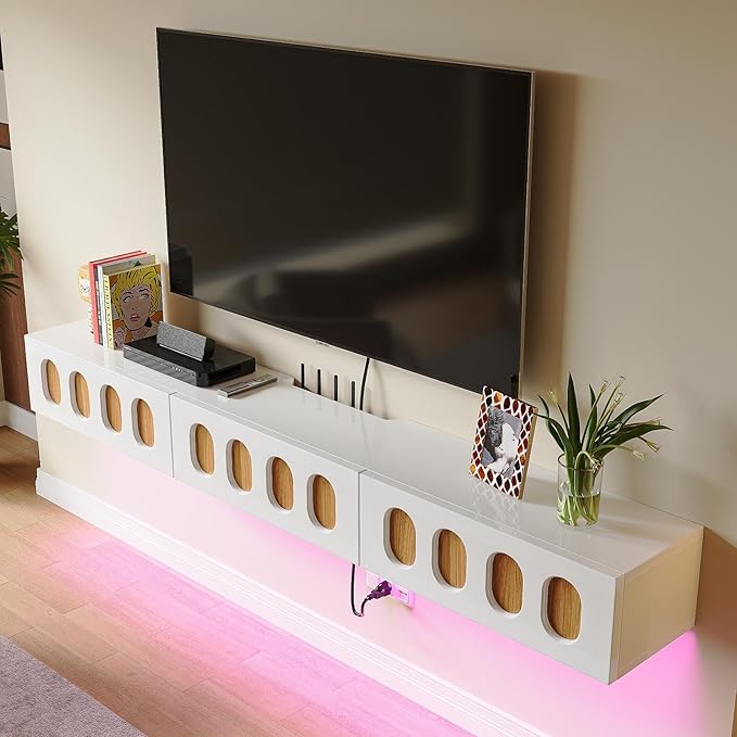 Floaticase Fully Assembled Floating TV Stand, 55IN High Gloss Wall Mounted - Image 4