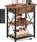 Narrow End Table with Charging Station, Side Table with 3 USB Ports and 2 AC by Livofloral