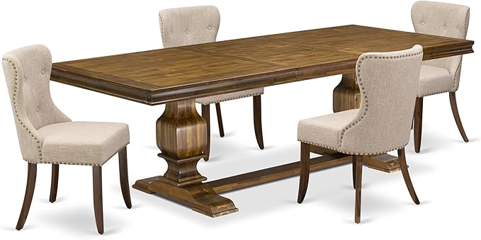 LKSI5-AWA-04-5-pc Mid Century Dining Set Consists of a Modern Dining Table and - Image 2