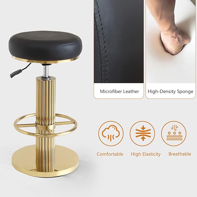 FUNROLUX Gold Bar Stools Adjustable Swivel Counter Stools Modern Backless - Image 6