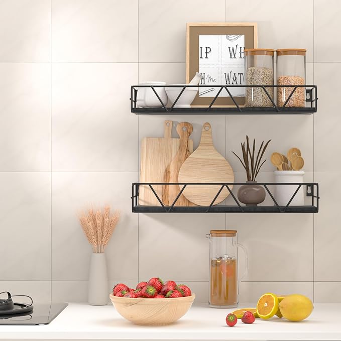 Floating Shelves Set of 3, Home Wood Wall Shelf, Farmhouse Shelf - Image 2