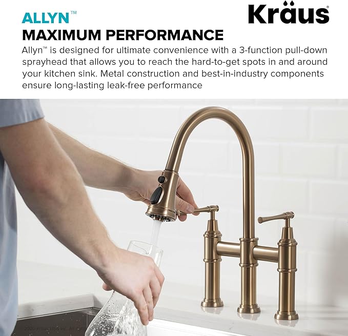 KRAUS Allyn Transitional Bridge Kitchen Faucet - Image 6