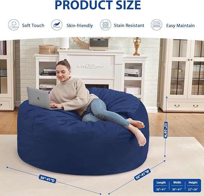 3FT Bean Bag Chair, Comfy Bean Bag Chairs - Image 3
