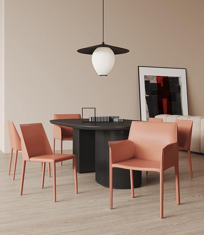 Manhattan Comfort Paris 8-Piece Leather Dining Chair and Armchair Set, - Image 2