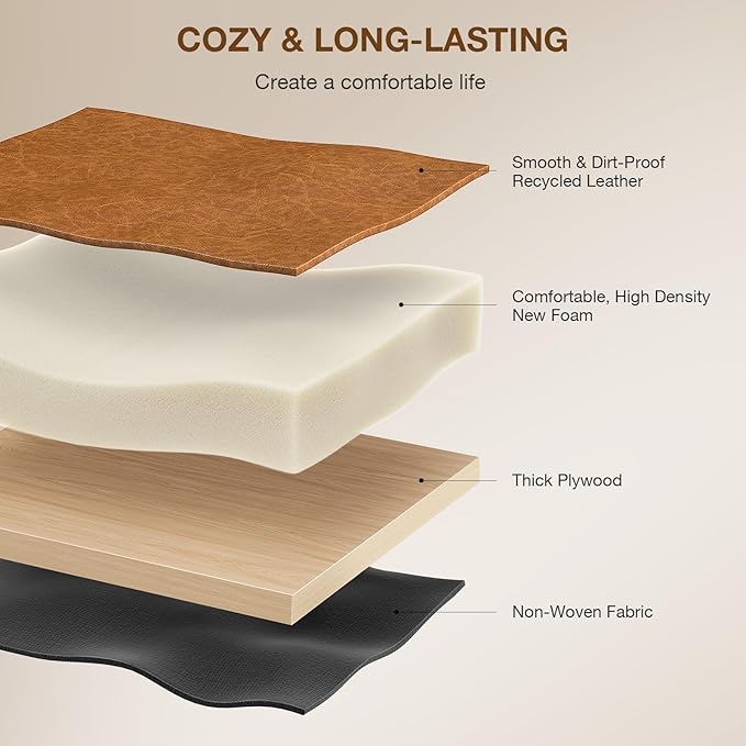 18-Inch Leather Vanity Stool Chair, Vanity Bench - Image 5