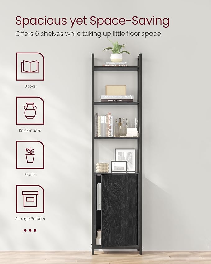 VASAGLE 6-Tier Bookshelf, Tall Bookcase - Image 4