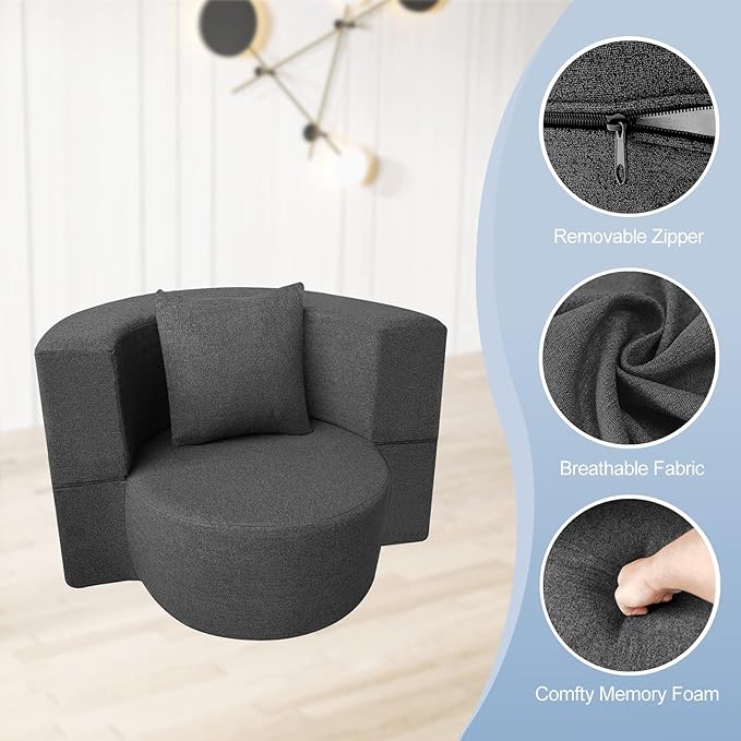 ANONER 12 Inch Modern Folding Sofa Memory Foam Fold Out Chair Sofa - Image 6