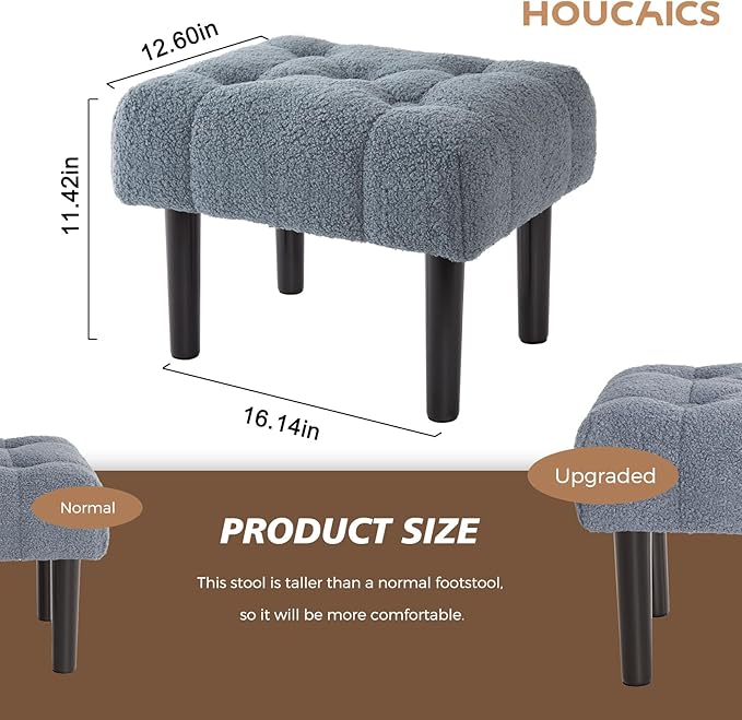HOUCHICS Fur Padded Foot Stool, Small Ottoman Rest - Image 2