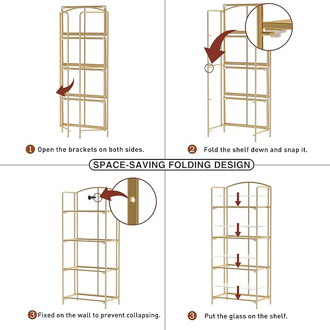 Crofy No Assembly Folding Bookshelf - Image 4