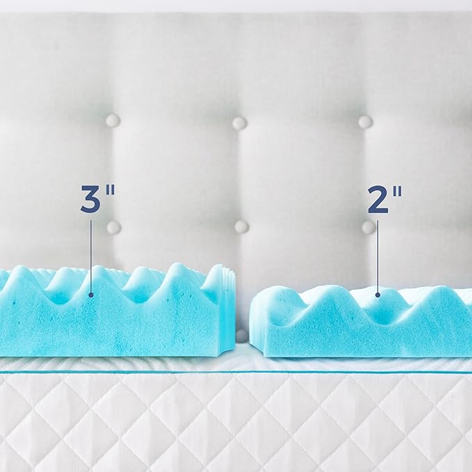 Linenspa 2 Inch Convoluted Gel Swirl Memory Foam Mattress Topper - Image 4