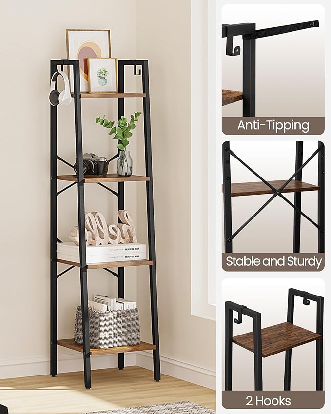 Ladder Shelf, Bookshelf Bookcase, Freestanding Corner Storage Shelve - Image 6