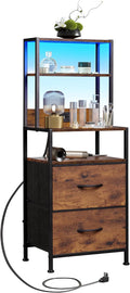 WLIVE Nightstand with Charging Station, LED Night Stand with 2 Drawers and 4 by WLIVE