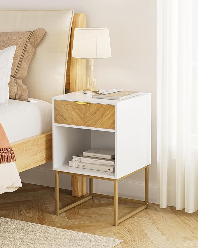 Nightstand, Modern Night Stand Boho Farmhouse Wood Bedside Table - Image 3