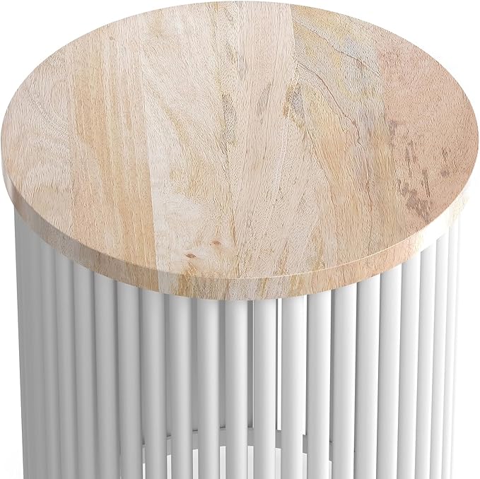 SIMPLIHOME Demy 18-inch Wide Metal and Solid Mango Accent Table in Natural/White - Image 9