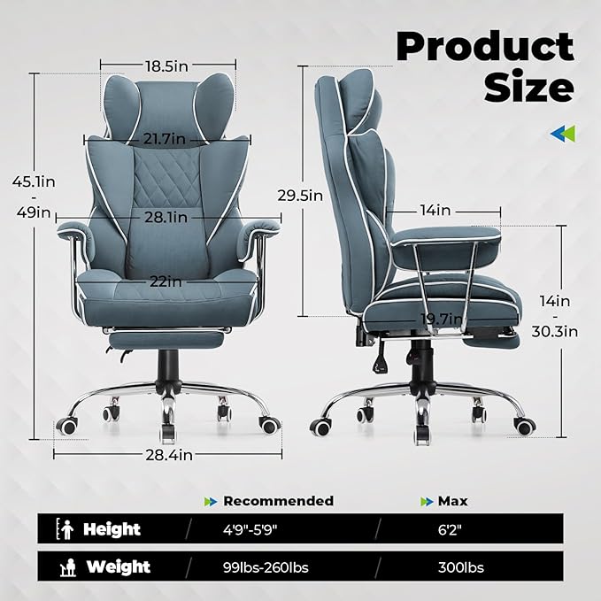 COMHOMA Big and Tall Office Chair, High Back Leather Gaming Chair - Image 2