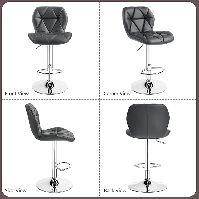 Yaheetech Bar Stools Set of 4, Adjustable PU Leather Swivel Barstools, Modern - Image 6