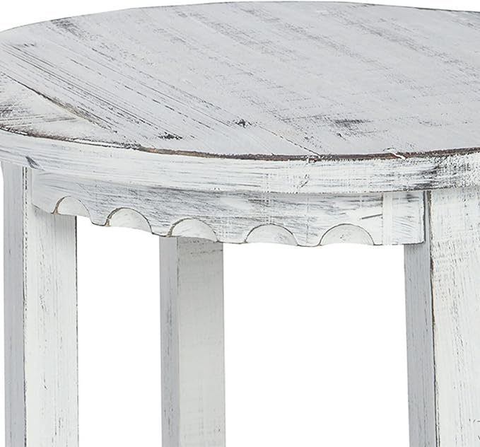 Rustic Cottage Round End Table w/ 1 Shelf, Farmhouse Style - Image 9