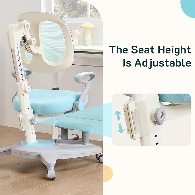 Ergonomic Kids Desk Chair with Footrest & Height-Adjustable Seat, Work & Dining - Image 7
