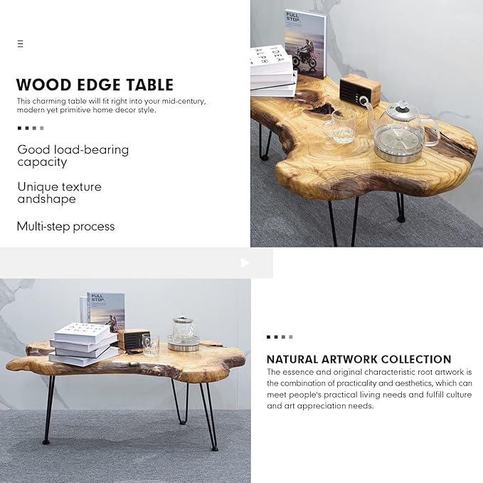 Live Edge Coffee Table, Natural Living Room Coffee Table - Image 6