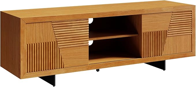 Bme Trapeze TV Stand for Living Room – Wooden Media Console - Image 2