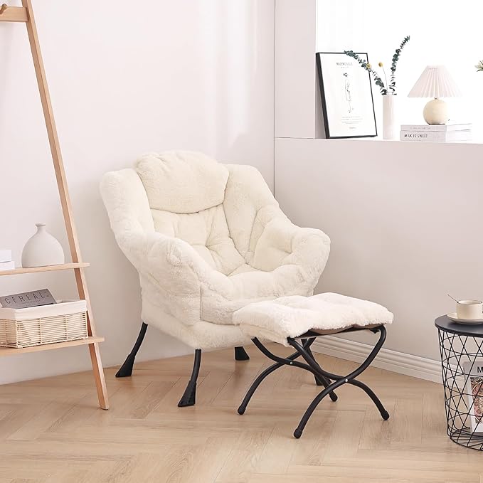 LITA Lazy Chair with Ottoman, Modern Accent Leisure Upholstered Sofa Chair - Image 5