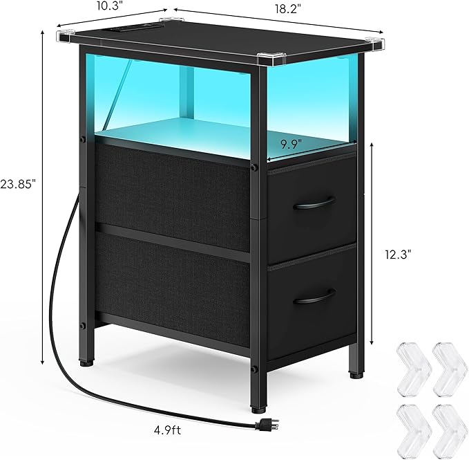 Vagusicc Set of 2 Black Nightstand - Image 3