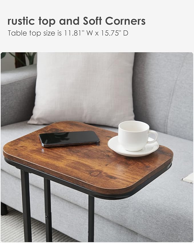 C Shaped End Table, 27 Inches High Small Side Table - Image 6