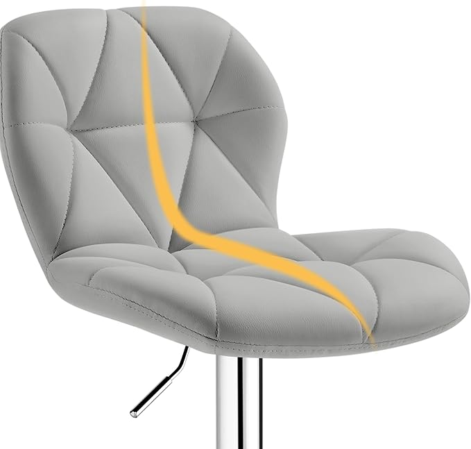 Yaheetech Grey Bar Stools Set of 2, PU Leather Bar Chairs - Image 8